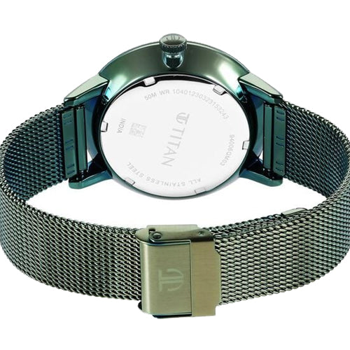 Titan Modern Classics Green Dial Quartz Multifunction Stainless Steel Strap Watch for Men 42mm NT94006QM03