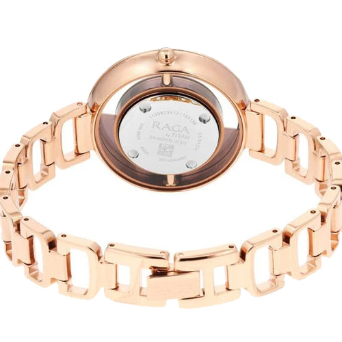 Titan Raga Moments of Joy Brown Dial Analog Metal Strap Watch for Women 35mm NT95140KM01