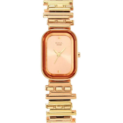 Titan Raga Love All Rose Gold Dial Analog Metal Strap Watch for Women 20mm NT95154KM01