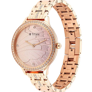 Titan Glitz Rose Gold Dial Stainless Steel Strap Watch for Women 36mm NT95209WM01