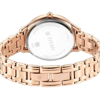 Titan Glitz Rose Gold Dial Stainless Steel Strap Watch for Women 36mm NT95209WM01