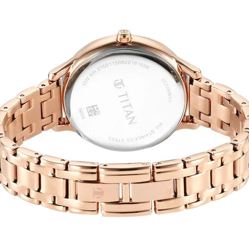 Titan Glitz Rose Gold Dial Stainless Steel Strap Watch for Women 36mm NT95209WM01