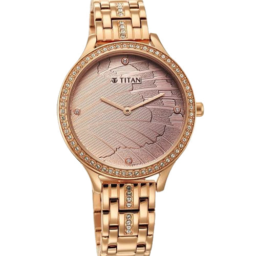 Titan Glitz Rose Gold Dial Stainless Steel Strap Watch for Women 36mm NT95209WM01