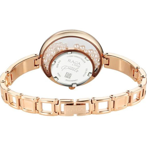 Titan Raga Power Pearls Quartz Analog White Dial with loose pearls Metal Strap Watch for Women 33.5mm NT95224WM01F