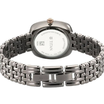 Titan Aura Quartz Analog Titanium Mother of Pearl Dial Titanium Stainless Steel Strap Watch for Women 32mm NT95241KM02