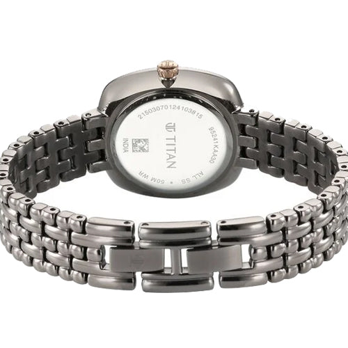 Titan Aura Quartz Analog Titanium Mother of Pearl Dial Titanium Stainless Steel Strap Watch for Women 32mm NT95241KM02