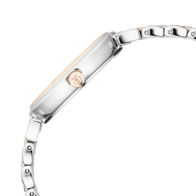 Titan Aura Quartz Analog Silver Dial With Two Toned Stainless Steel Strap Watch For Women 37.5mm NT95242KM01