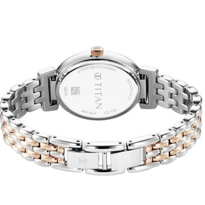 Titan Aura Quartz Analog Silver Dial With Two Toned Stainless Steel Strap Watch For Women 37.5mm NT95242KM01