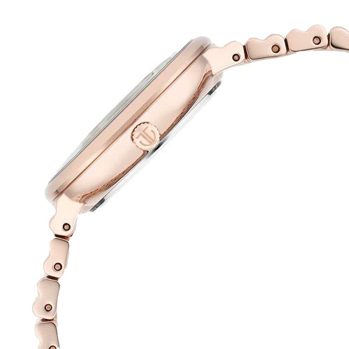 Titan Aura Quartz Analog Silver Dial Rose Gold Stainless Steel Strap Watch For Women 34mm NT95245WM02