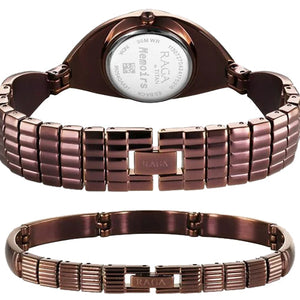 Titan Raga Memoirs Quartz Analog Mother Of Pearl Dial With Brown Metal Strap Watch For Women 27.5mm NT95254QM01F