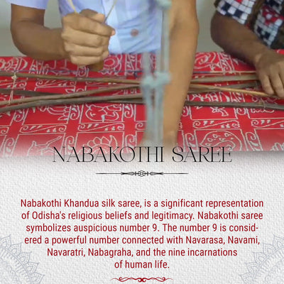 White Odisha Ikat Nabakothi Khandua Silk Saree