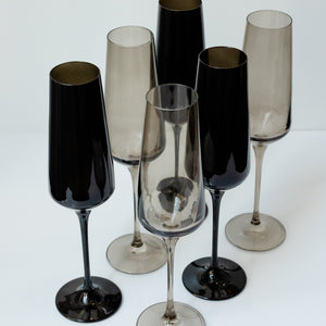 Estelle Colored Champagne Flute - Set of 6 {Smoke Mixed Set}