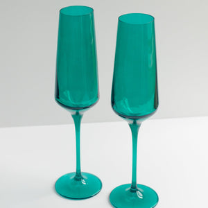Estelle Colored Champagne Flute - Set of 2 {Emerald Green}