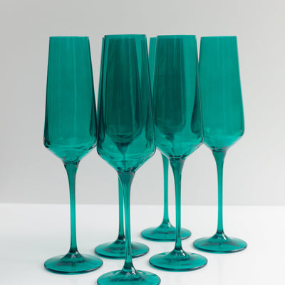 Estelle Colored Champagne Flute - Set of 6 {Emerald Green}