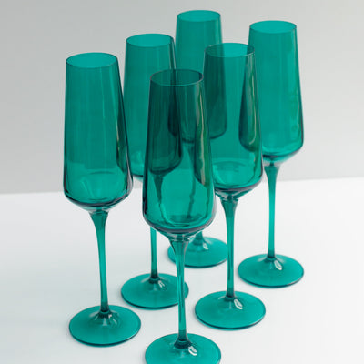 Estelle Colored Champagne Flute - Set of 6 {Emerald Green}