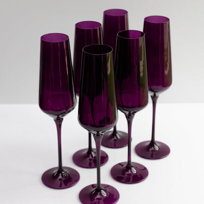 Estelle Colored Champagne Flute - Set of 6 {Amethyst}