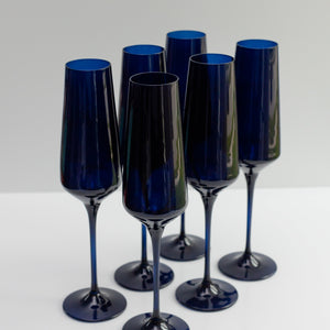 Estelle Colored Champagne Flute - Set of 6 {Midnight Blue}
