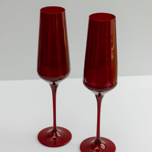 Estelle Colored Champagne Flute - Set of 2 {Red}