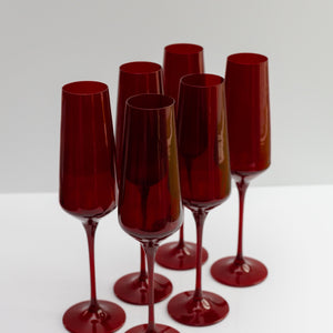 Estelle Colored Champagne Flute - Set of 6 {Red}