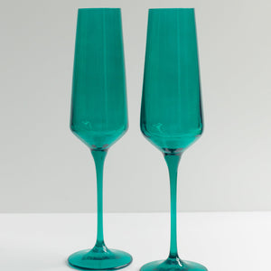 Estelle Colored Champagne Flute - Set of 2 {Emerald Green}