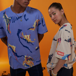 MULTI SCRIBBLE T-SHIRT - PURPLE