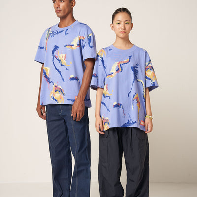 MULTI SCRIBBLE T-SHIRT - PURPLE