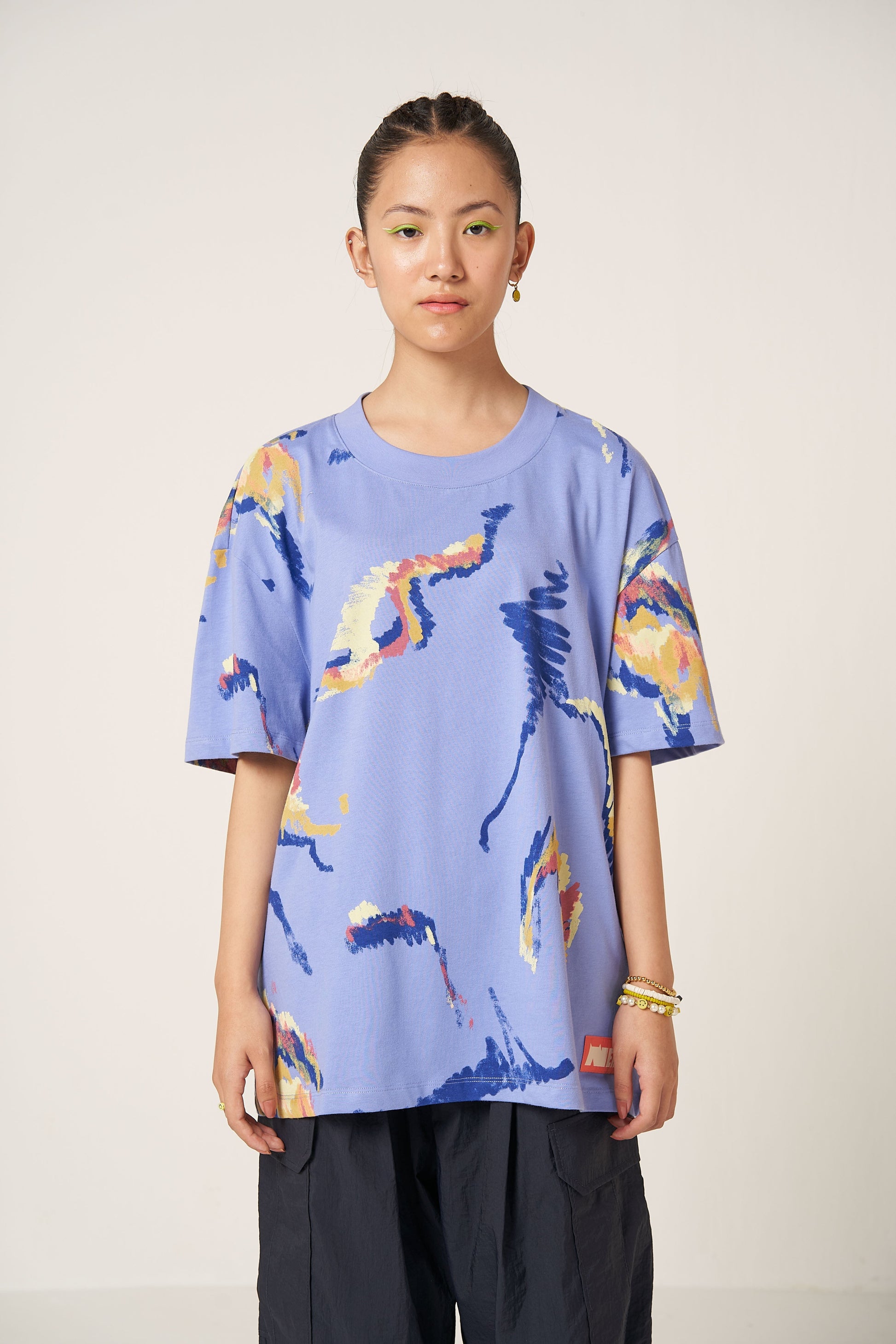 MULTI SCRIBBLE T-SHIRT - PURPLE