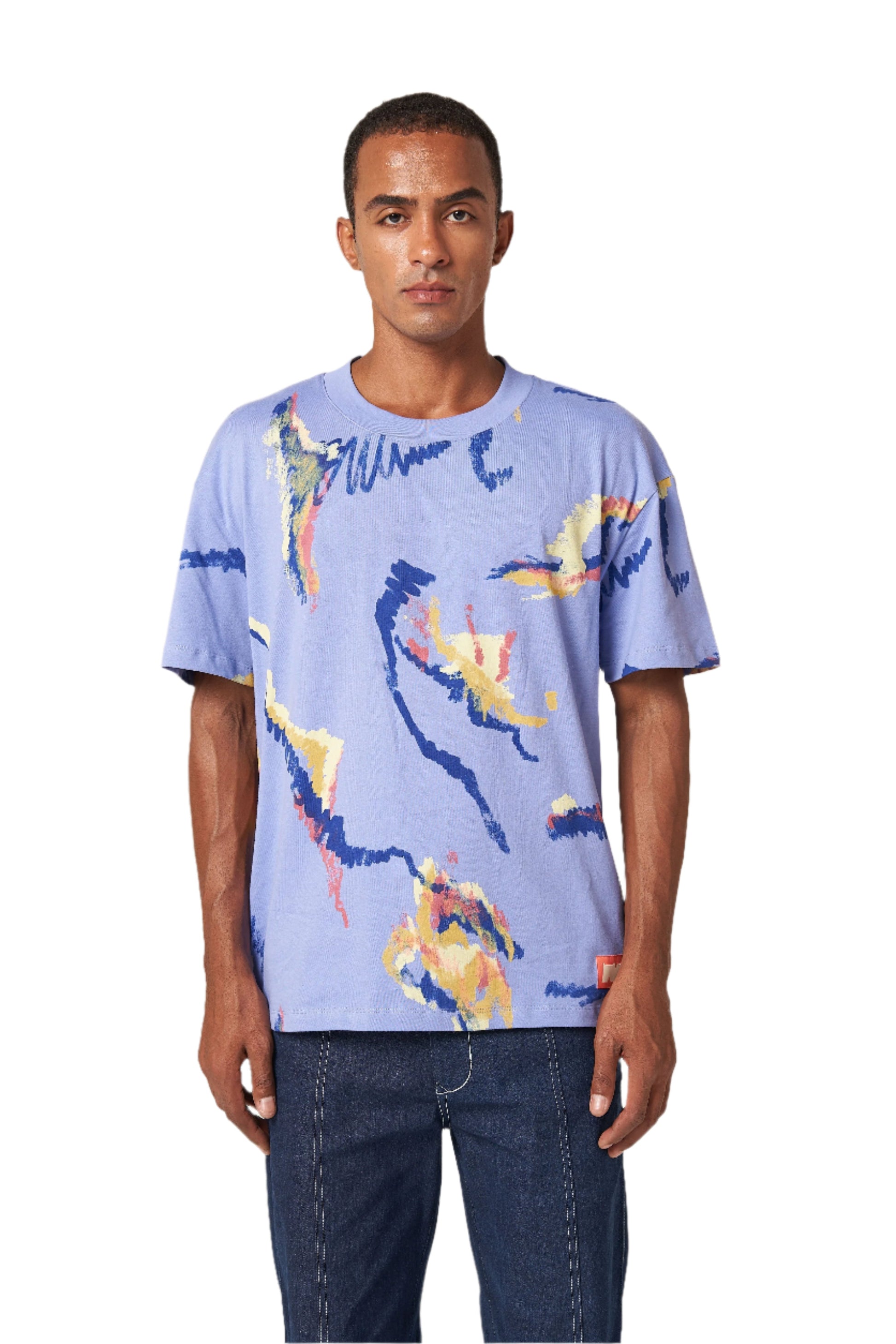 MULTI SCRIBBLE T-SHIRT - PURPLE