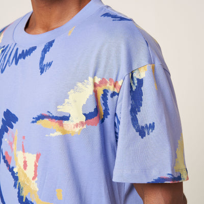 MULTI SCRIBBLE T-SHIRT - PURPLE