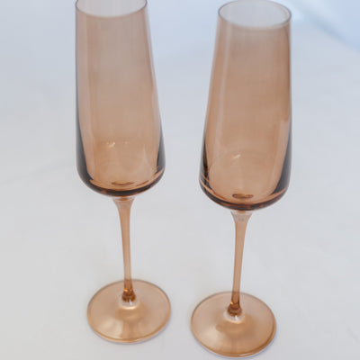 Estelle Colored Champagne Flute - Set of 6 {Mocha Mousse (Our Amber Smoke)}