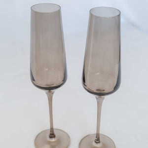 Estelle Colored Champagne Flute - Set of 2 {Gray Smoke}
