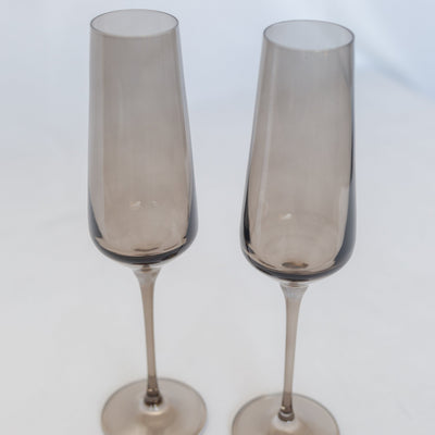 Estelle Colored Champagne Flute - Set of 2 {Gray Smoke}