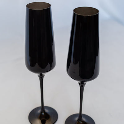 Estelle Colored Champagne Flute - Set of 2 {Black}