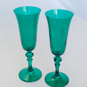 Estelle Colored Regal Flute - Set of 2 {Emerald Green}