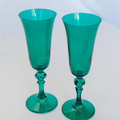 Estelle Colored Regal Flute - Set of 2 {Emerald Green}