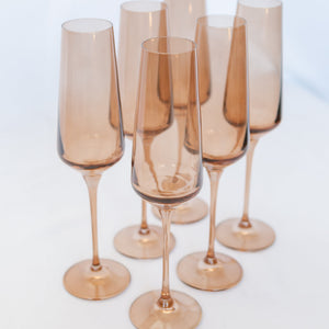 Estelle Colored Champagne Flute - Set of 6 {Mocha Mousse (Our Amber Smoke)}