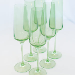 Estelle Colored Champagne Flute - Set of 6 {Mint Green}