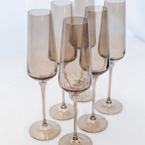 Estelle Colored Champagne Flute - Set of 6 {Gray Smoke}