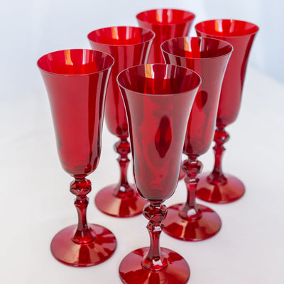 Estelle Colored Regal Flute - Set of 6 {Red}