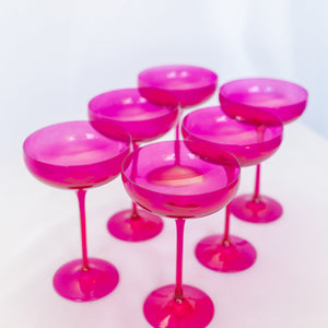 Estelle Colored Champagne Coupe Stemware - Set of 6 {Viva Magenta (Our Fuchsia)}