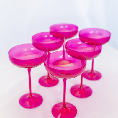 Estelle Colored Champagne Coupe Stemware - Set of 6 {Viva Magenta (Our Fuchsia)}