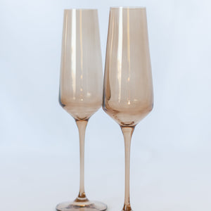Estelle Colored Champagne Flute - Set of 2 {Mocha Mousse (Our Amber Smoke)}