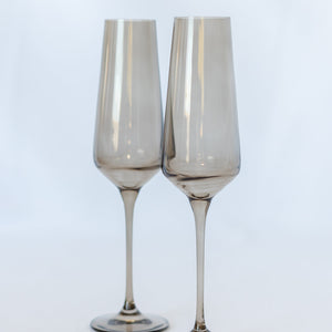 Estelle Colored Champagne Flute - Set of 2 {Gray Smoke}