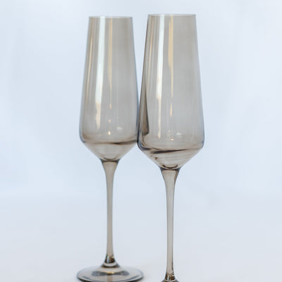 Estelle Colored Champagne Flute - Set of 2 {Gray Smoke}