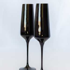 Estelle Colored Champagne Flute - Set of 2 {Black}