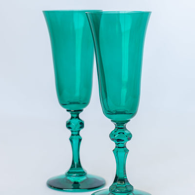 Estelle Colored Regal Flute - Set of 2 {Emerald Green}
