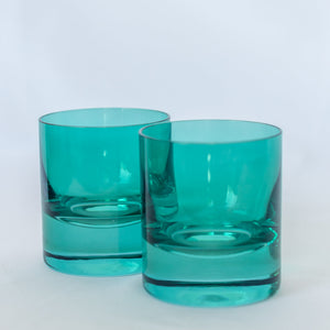Estelle Colored Rocks Glass -  Set of 2 {Emerald Green}