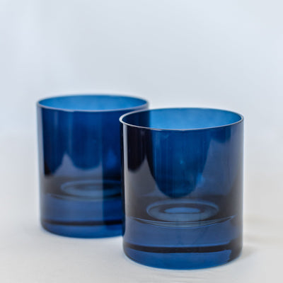 Estelle Colored Rocks Glass -  Set of 2 {Midnight Blue}