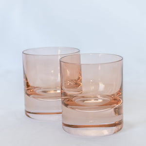 Estelle Colored Rocks Glass -  Set of 2 {Blush Pink}