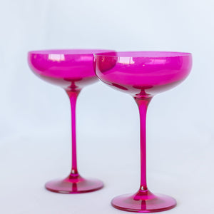 Estelle Colored Champagne Coupe Stemware - Set of 2 {Viva Magenta (Our Fuchsia)}